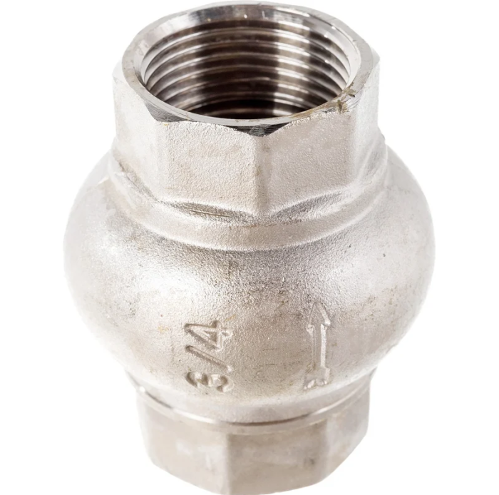 Обратный клапан никелированный c латунным золотником 3/4" Valtec VT.151.N.05