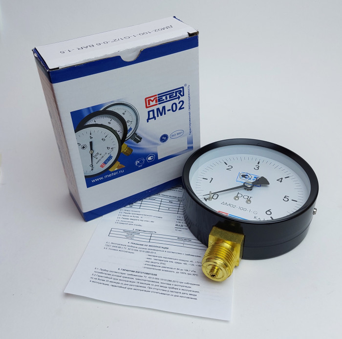 Манометр Метер ДМ 02-100-1-G 1/2, 0-6 бар, 1,5