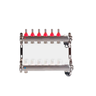 Коллектор для теплого пола ДУ25, ВР1"х 6 контуров НР 3/4" (8526)