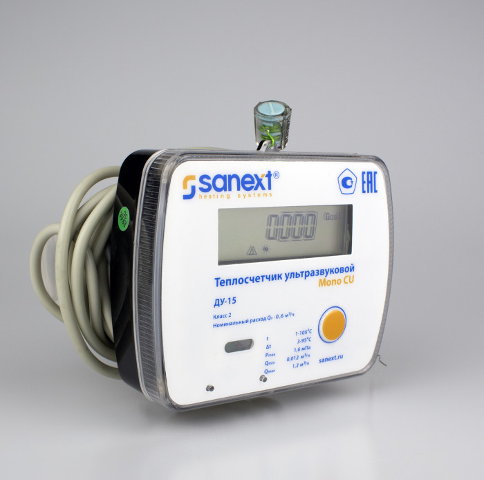Теплосчетчик ультразвуковой SANEXT Mono CU Ду 15 мм 1,5 м3/ч подающий RS-485 (5778)