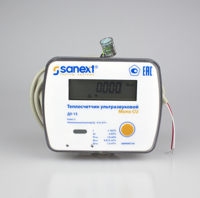 Теплосчетчик ультразвуковой SANEXT Mono CU ДУ 15 мм 0,6 м3/ч подающий Impulse (5751)